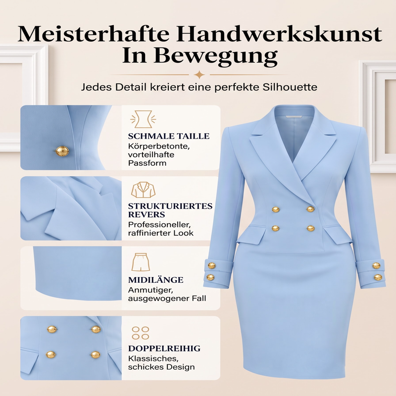 👗 50 % RABATT | Eleganter Blazer-Look & feminine Silhouette – Damen Zweireiher-Blazerkleid