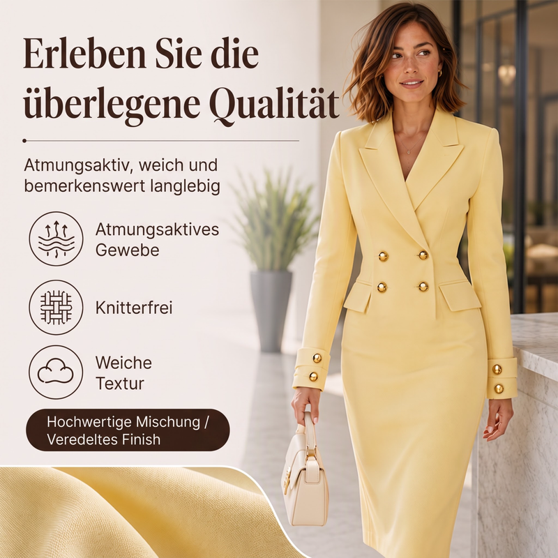 👗 50 % RABATT | Eleganter Blazer-Look & feminine Silhouette – Damen Zweireiher-Blazerkleid