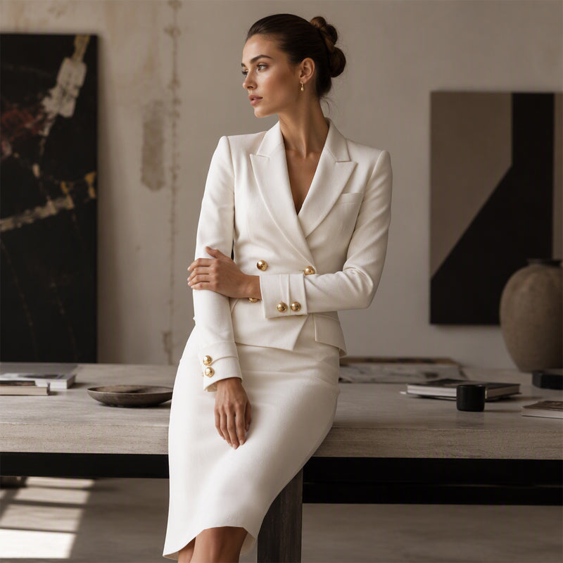 👗 50 % RABATT | Eleganter Blazer-Look & feminine Silhouette – Damen Zweireiher-Blazerkleid