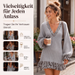 💎👗 Neuheiten – 50%Rabatt!!!🛍️✨Damen Strickkleid mit V-Ausschnitt und Laternenärmeln