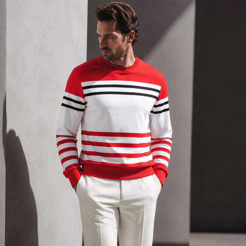 📢📢50%Rabatt!!!🎉💞 Über 100.000 verkauft – der beliebteste Hit – jetzt zum halben Preis ！Gestreiftes Colorblock-Langarm-Sweatshirt für Herren