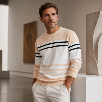 📢📢50%Rabatt!!!🎉💞 Über 100.000 verkauft – der beliebteste Hit – jetzt zum halben Preis ！Gestreiftes Colorblock-Langarm-Sweatshirt für Herren