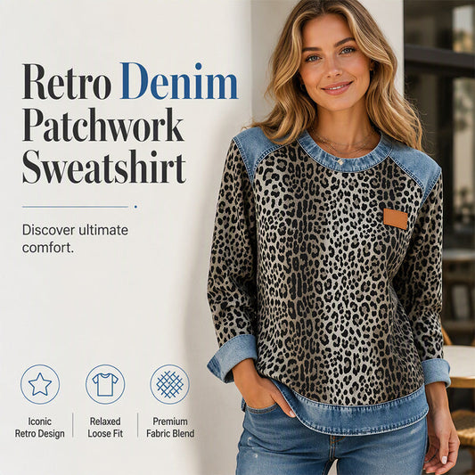 📢📢50% Rabatt!!! 🎉✨ Damen-Sweatshirt mit Leopardenmuster & Rundhalsausschnitt