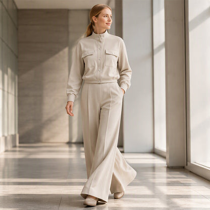📢📢50%Rabatt!!!💎✨ Top-bewertet – Set mit Jacke und weiter Hose – zeitlos und praktisch