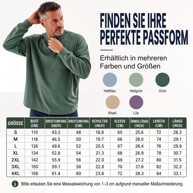 📢📢50%Rabatt!!!🎉✨Langarm-T-Shirt für Herren, lockere Passform