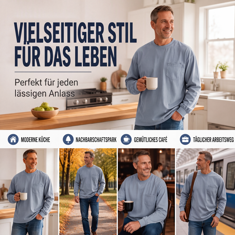 📢📢50%Rabatt!!!🎉✨Langarm-T-Shirt für Herren, lockere Passform