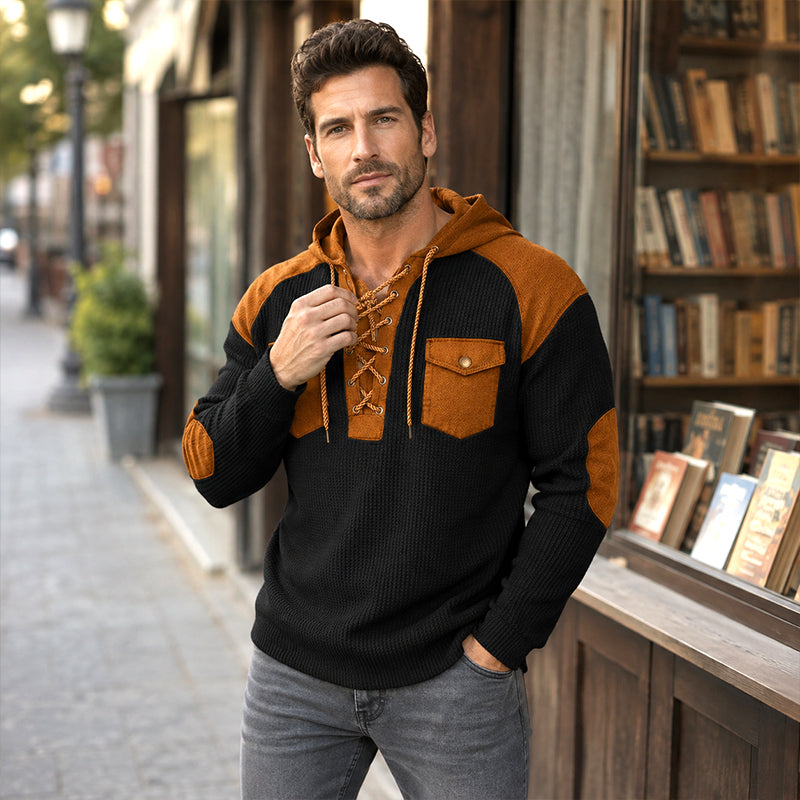 📢📢50%Rabatt!!!🎉🏃‍♀️ Es wird im Akkord weggeschnappt – zögern Sie nicht! Legere Kapuzen-Sweatshirt aus Waffelstrick für Herren