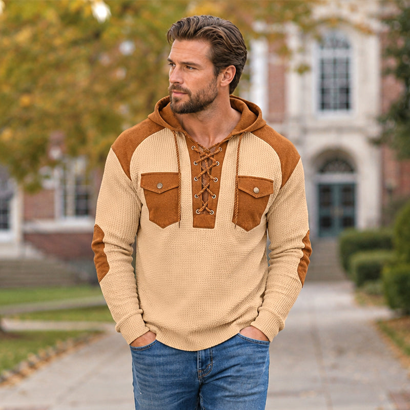 📢📢50%Rabatt!!!🎉🏃‍♀️ Es wird im Akkord weggeschnappt – zögern Sie nicht! Legere Kapuzen-Sweatshirt aus Waffelstrick für Herren