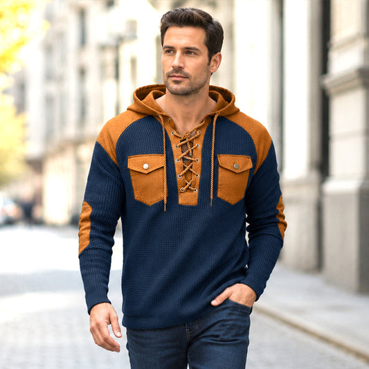 📢📢50%Rabatt!!!🎉🏃‍♀️ Es wird im Akkord weggeschnappt – zögern Sie nicht! Legere Kapuzen-Sweatshirt aus Waffelstrick für Herren
