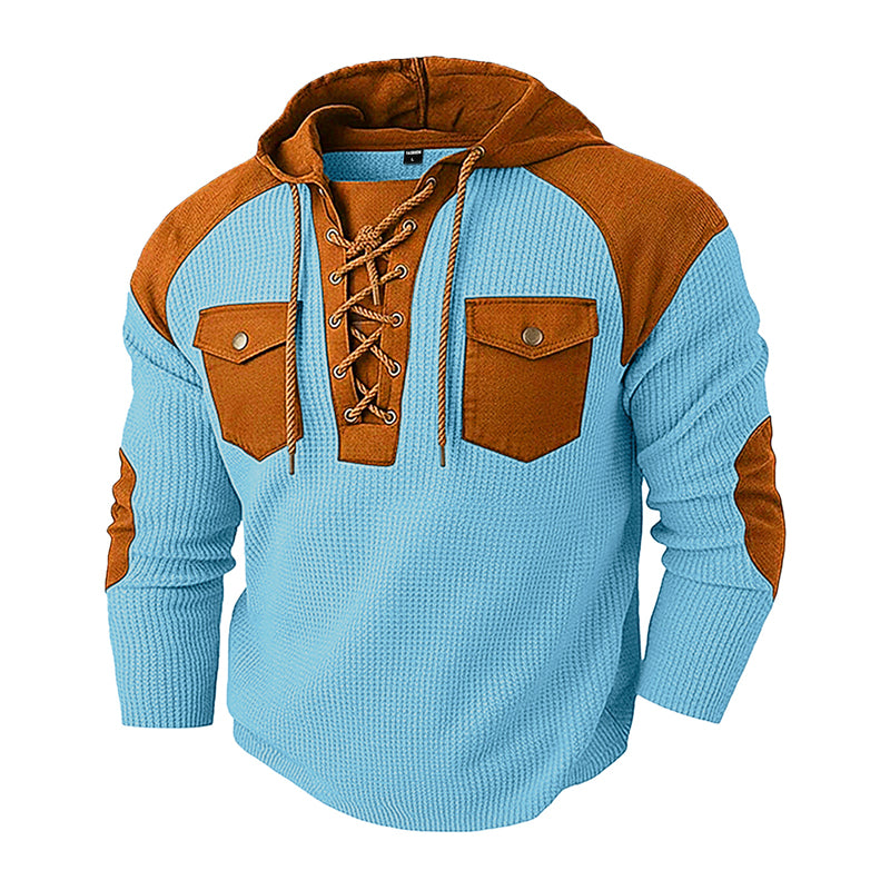 📢📢50%Rabatt!!!🎉🏃‍♀️ Es wird im Akkord weggeschnappt – zögern Sie nicht! Legere Kapuzen-Sweatshirt aus Waffelstrick für Herren