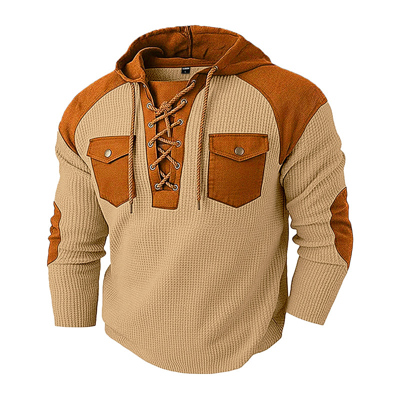 📢📢50%Rabatt!!!🎉🏃‍♀️ Es wird im Akkord weggeschnappt – zögern Sie nicht! Legere Kapuzen-Sweatshirt aus Waffelstrick für Herren