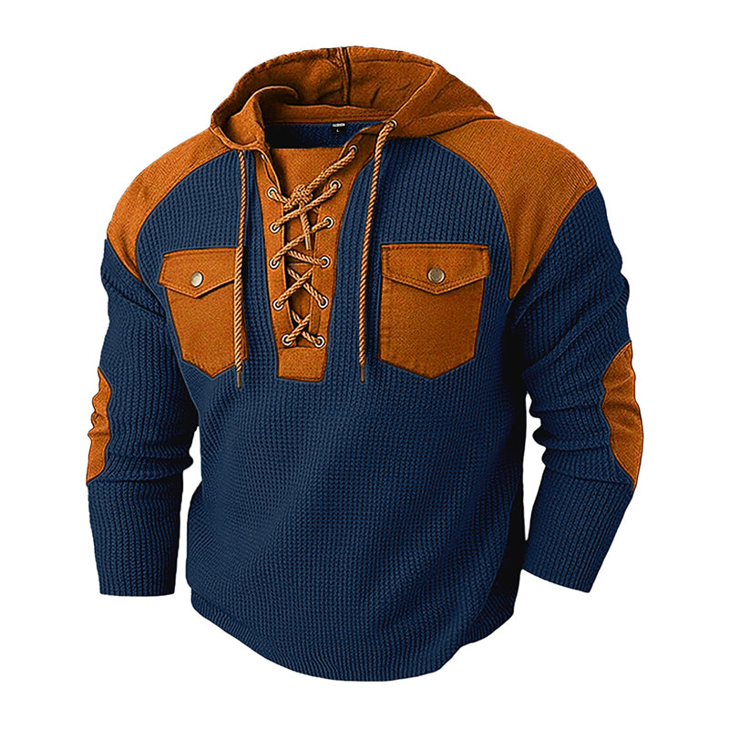 📢📢50%Rabatt!!!🎉🏃‍♀️ Es wird im Akkord weggeschnappt – zögern Sie nicht! Legere Kapuzen-Sweatshirt aus Waffelstrick für Herren