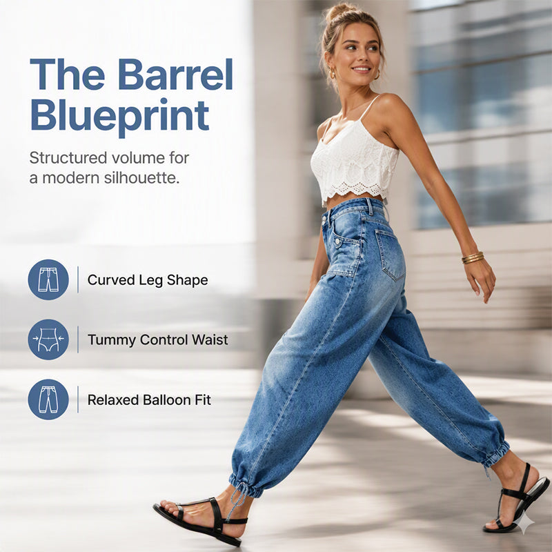 📢📢50% Rabatt!!! 🎉✨ High-Waist-Barrel-Jeans mit Stretch-Anteil für Damen