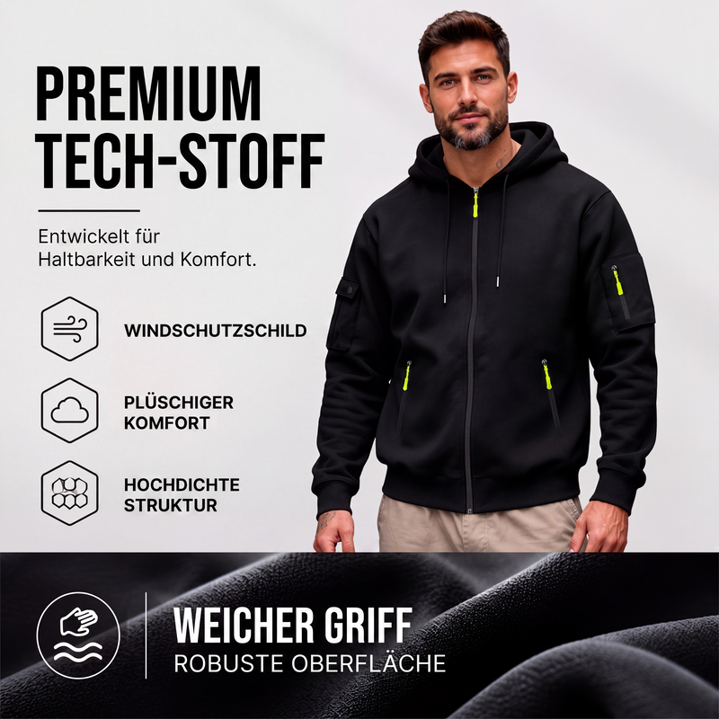 📢📢50%Rabatt!!!🎉✨Herren-Cargo-Jacke mit durchgehendem Reißverschluss und Kapuze