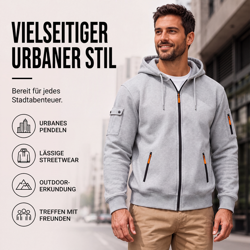 📢📢50%Rabatt!!!🎉✨Herren-Cargo-Jacke mit durchgehendem Reißverschluss und Kapuze
