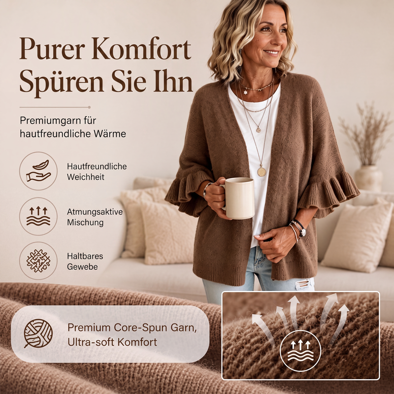📢📢50%Rabatt!!!🎉✨Damen-Strickcardigan mit Rüschenärmeln