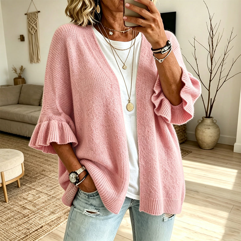 📢📢50%Rabatt!!!🎉✨Damen-Strickcardigan mit Rüschenärmeln