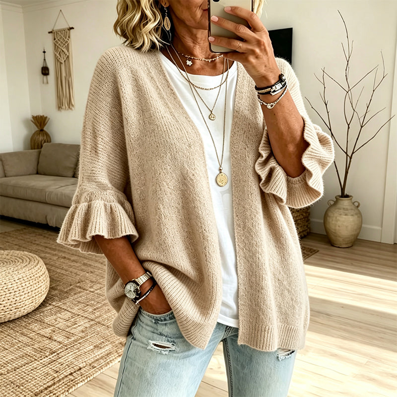 📢📢50%Rabatt!!!🎉✨Damen-Strickcardigan mit Rüschenärmeln