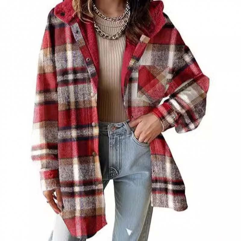 📢📢50%Rabatt!!!🎉✨Damen klassische gemütliche karierte Kapuzenjacke