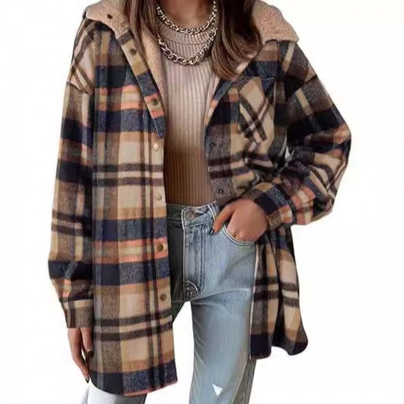 📢📢50%Rabatt!!!🎉✨Damen klassische gemütliche karierte Kapuzenjacke