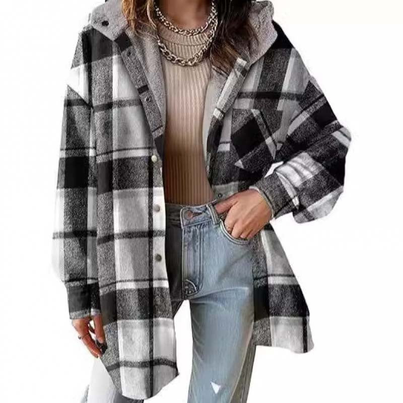 📢📢50%Rabatt!!!🎉✨Damen klassische gemütliche karierte Kapuzenjacke