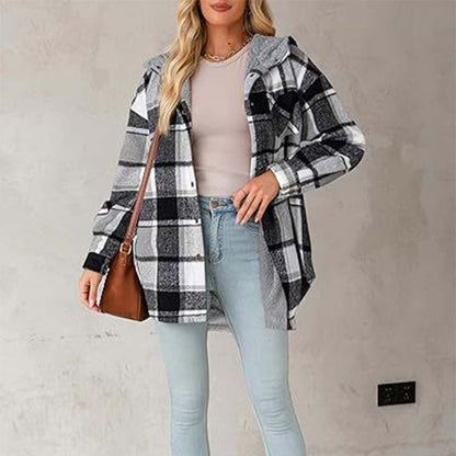 📢📢50%Rabatt!!!🎉✨Damen klassische gemütliche karierte Kapuzenjacke