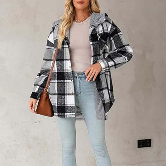 📢📢50%Rabatt!!!🎉✨Damen klassische gemütliche karierte Kapuzenjacke