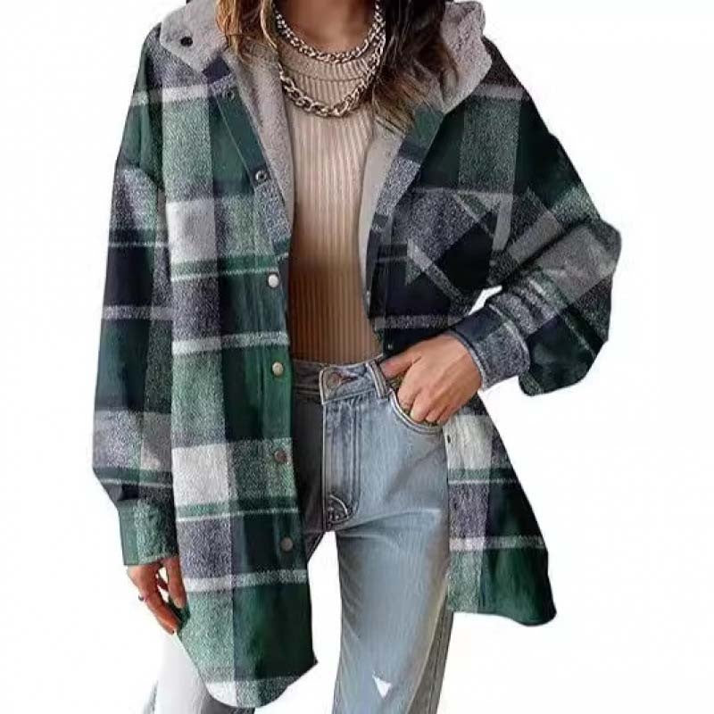📢📢50%Rabatt!!!🎉✨Damen klassische gemütliche karierte Kapuzenjacke