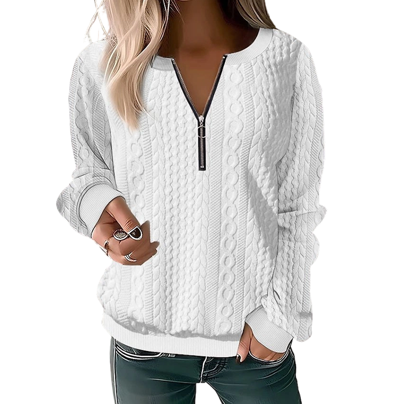 📢📢50%Rabatt!!!👚💎 Jetzt im Trend – Damen-Sweatshirt mit Zopfmuster und halblangem Reißverschluss