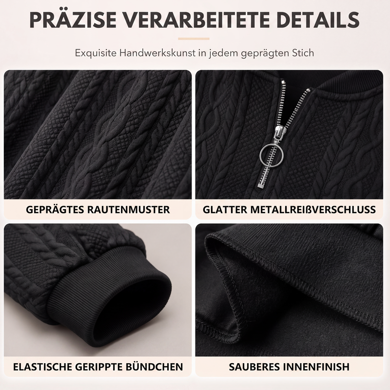 📢📢50%Rabatt!!!👚💎 Jetzt im Trend – Damen-Sweatshirt mit Zopfmuster und halblangem Reißverschluss