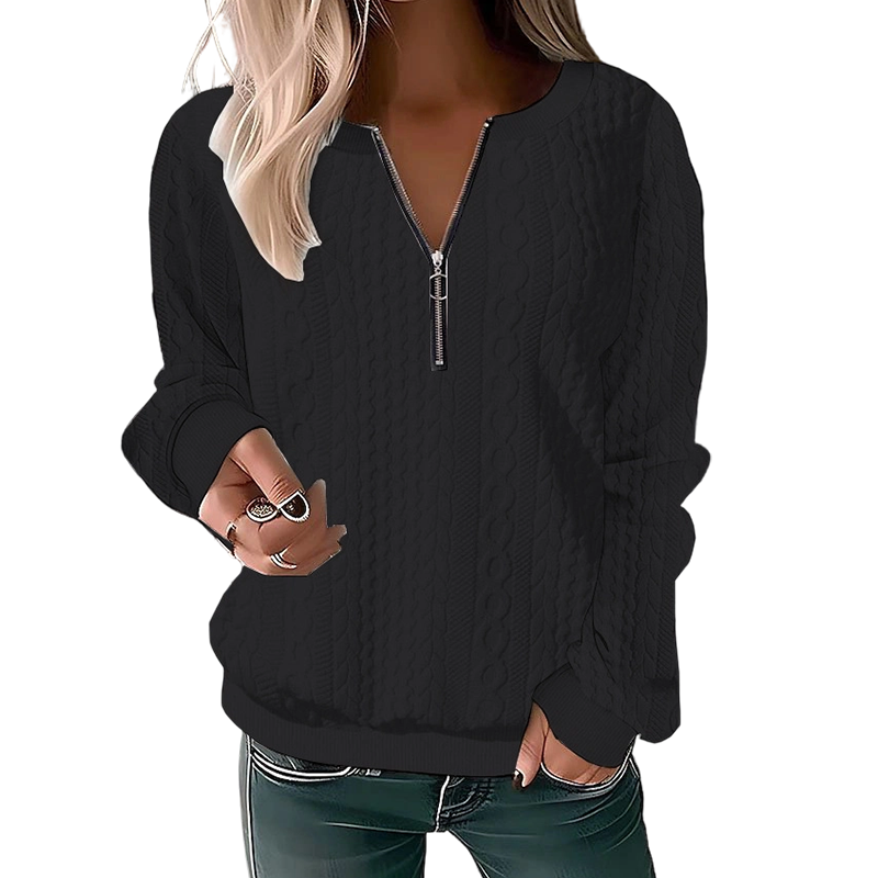 📢📢50%Rabatt!!!👚💎 Jetzt im Trend – Damen-Sweatshirt mit Zopfmuster und halblangem Reißverschluss