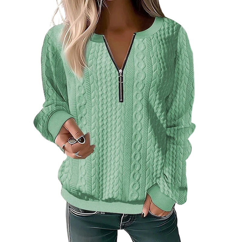 📢📢50%Rabatt!!!👚💎 Jetzt im Trend – Damen-Sweatshirt mit Zopfmuster und halblangem Reißverschluss