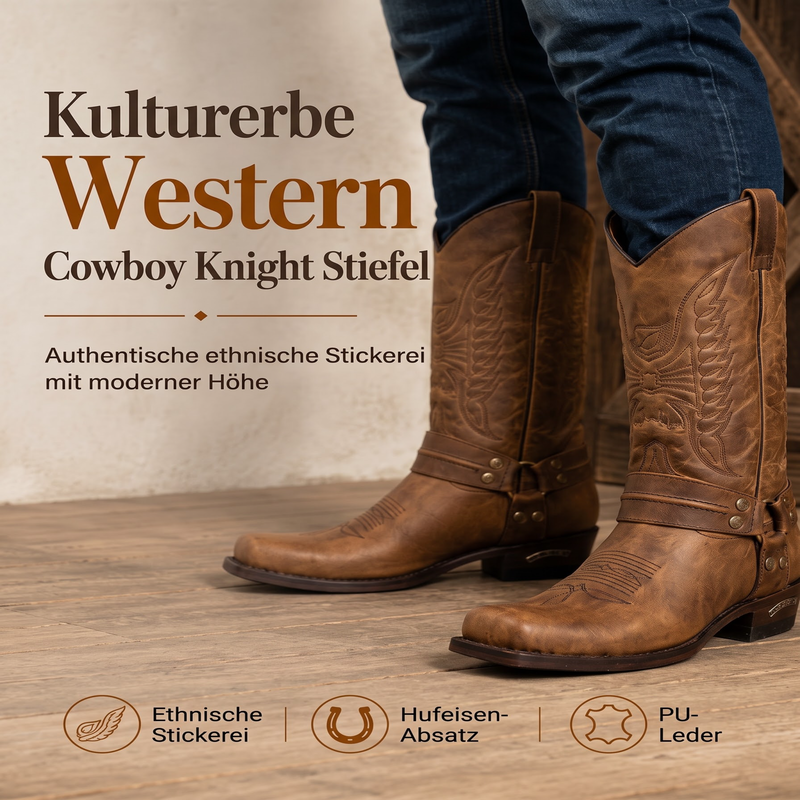 📢📢50%Rabatt!!!🎉✨Westliche Cowboystiefel mit quadratischer Kappe für Herren