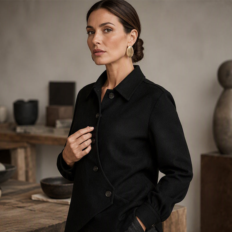 📢📢50%Rabatt!!!🎉✨Damen-Jacke mit unregelmäßigem schrägem Knopfverschluss