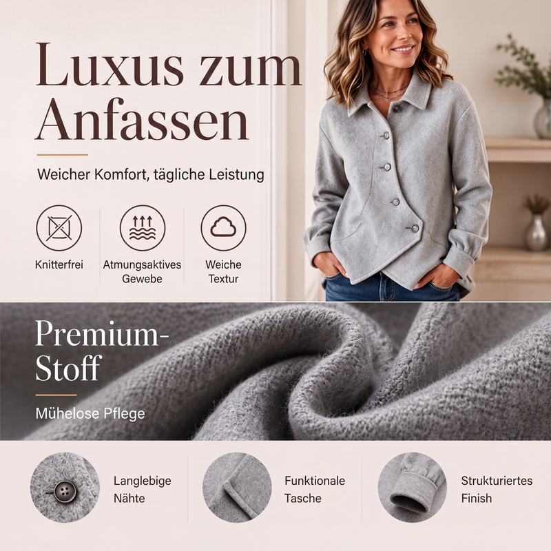 📢📢50%Rabatt!!!🎉✨Damen-Jacke mit unregelmäßigem schrägem Knopfverschluss