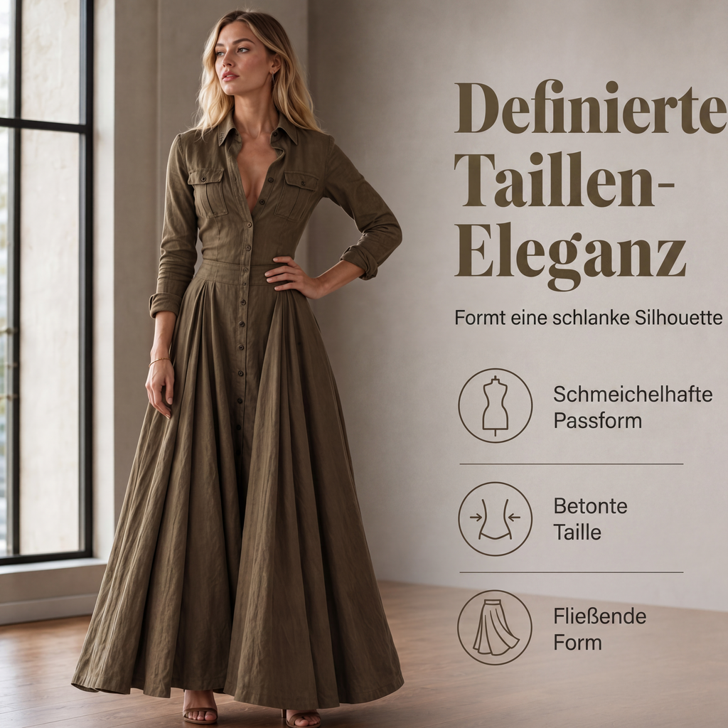 📢📢50%Rabatt!!!🎉✨Maxikleid mit Revers und Knopfleiste für Damen