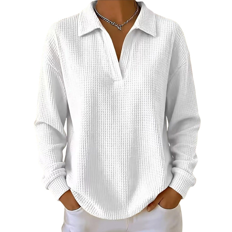 📢📢50%Rabatt!!!🎉✨Gestricktes Langarm-Oberteil mit V-Ausschnitt für Damen
