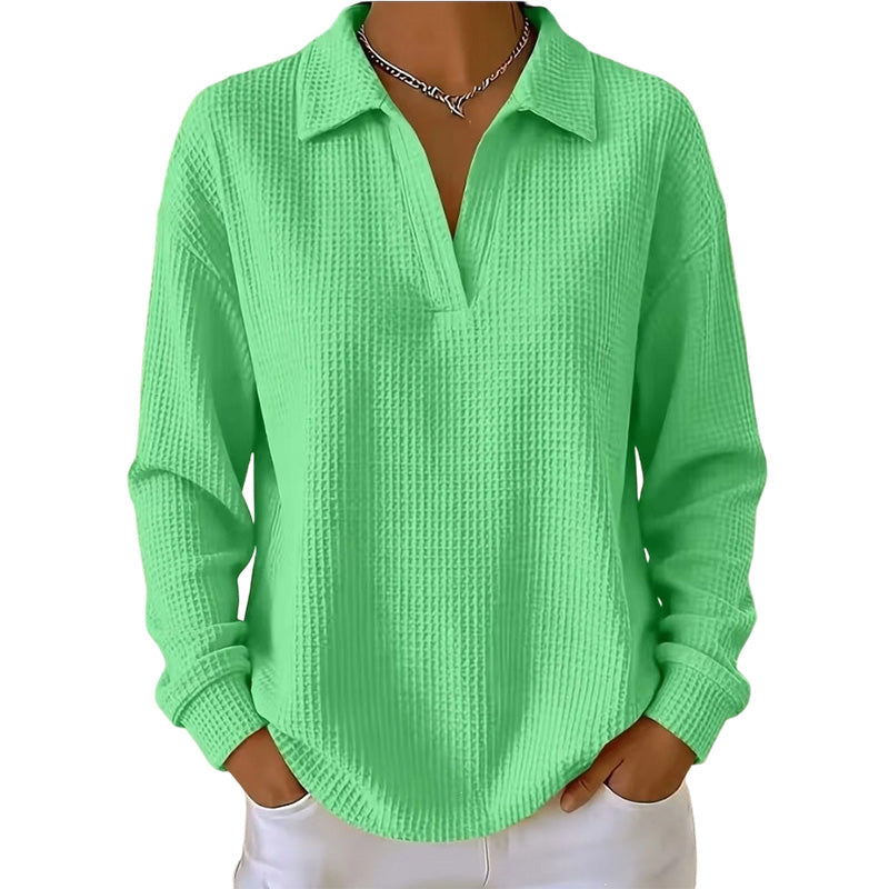 📢📢50%Rabatt!!!🎉✨Gestricktes Langarm-Oberteil mit V-Ausschnitt für Damen