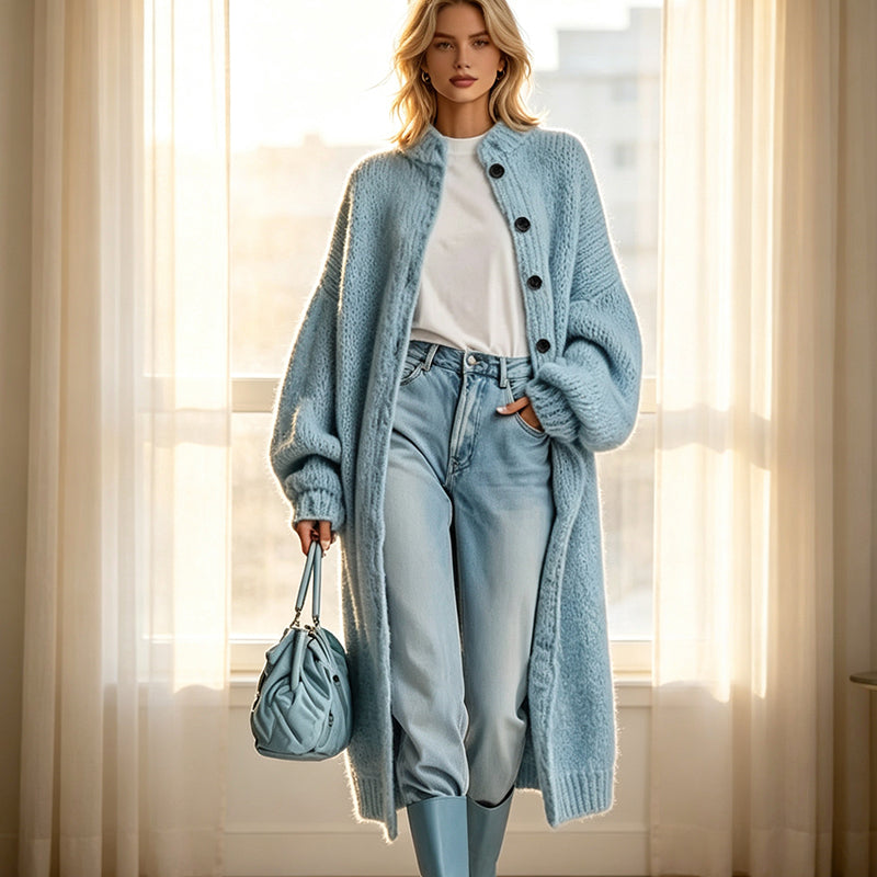 🧥 50% Rabatt | Kuschelige Wärme & lässige Eleganz – Langer Grobstrickmantel