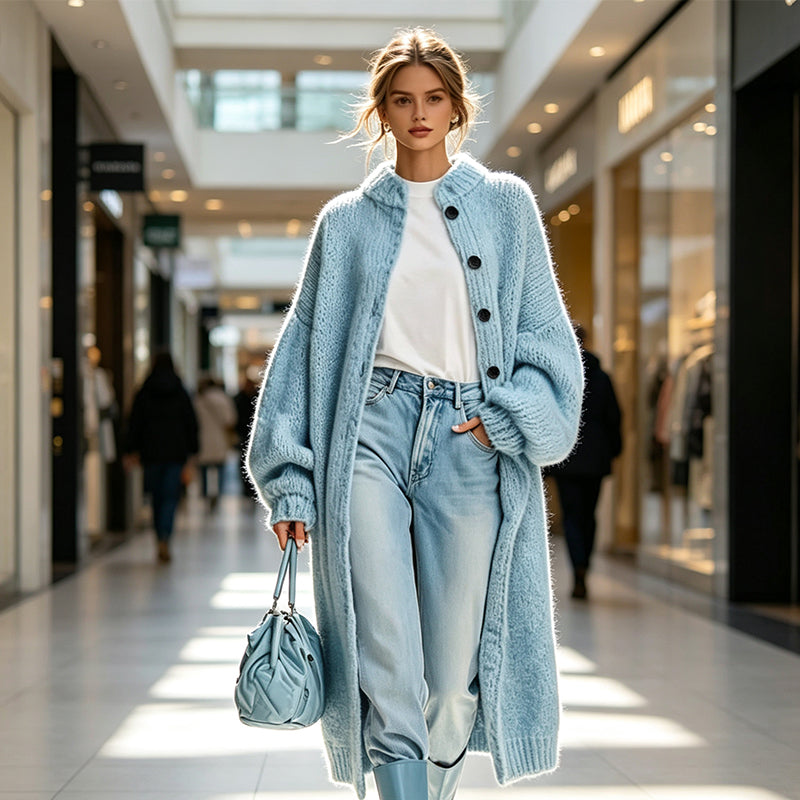 🧥 50% Rabatt | Kuschelige Wärme & lässige Eleganz – Langer Grobstrickmantel
