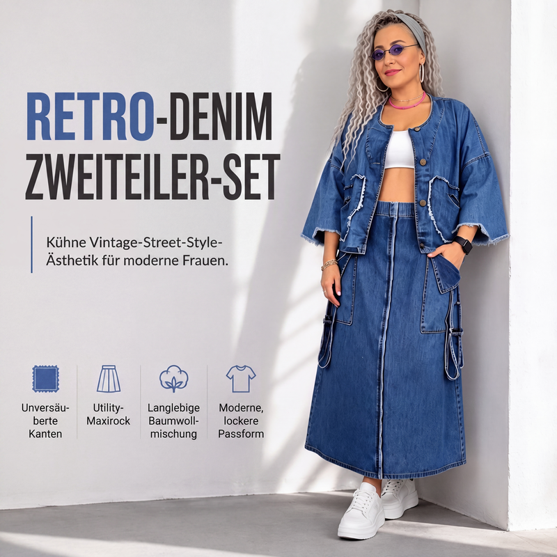 👖 50% Rabatt | Lässiger Retro-Style & Komfort – 2-teiliges Denim-Set
