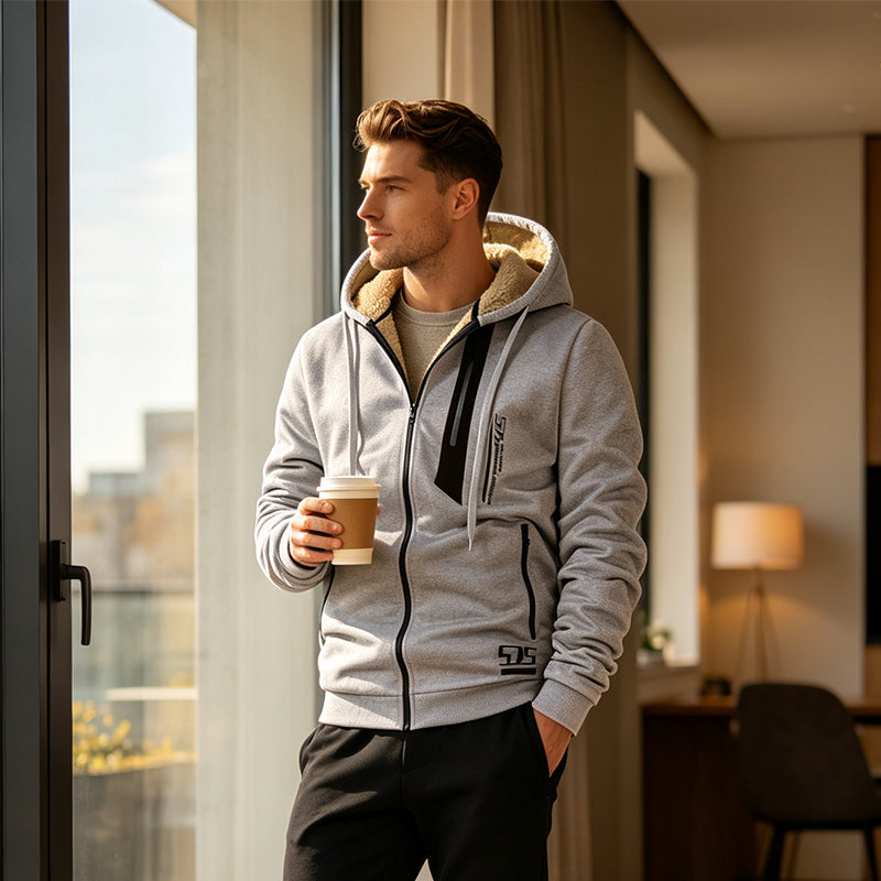 🧥 50% Rabatt | Kuschelige Wärme & Kälteschutz – Herren Plüsch-Kapuzenjacke