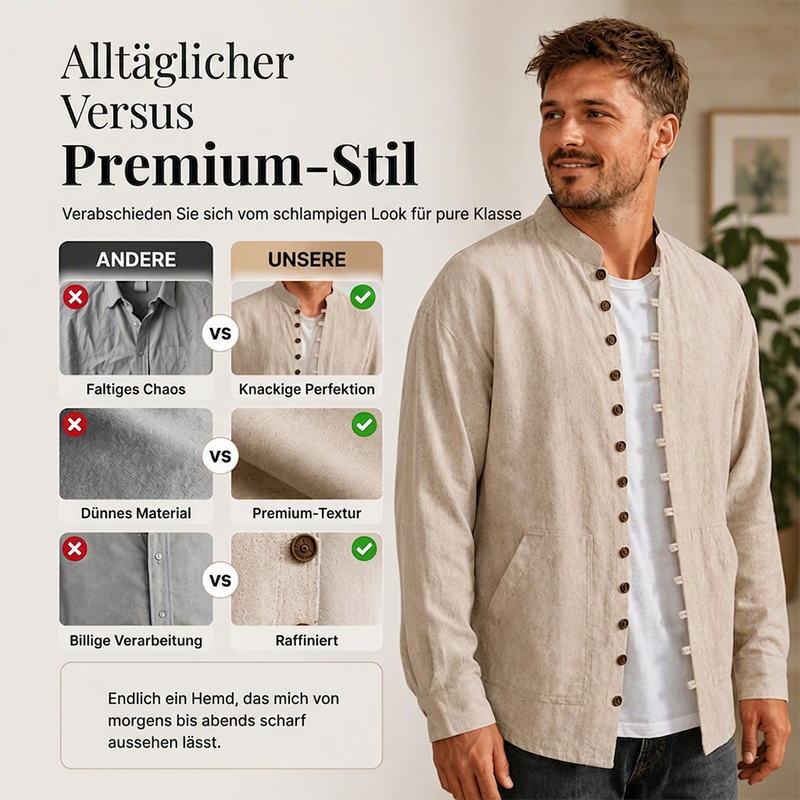 📢📢50%Rabatt!!!🎉✨Leger langärmliges Stehkragenhemd für Herren