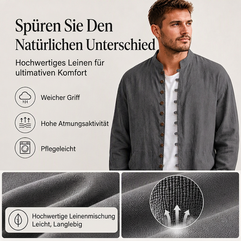 📢📢50%Rabatt!!!🎉✨Leger langärmliges Stehkragenhemd für Herren