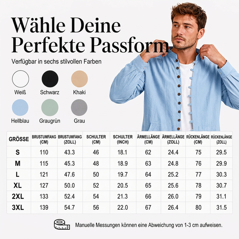 📢📢50%Rabatt!!!🎉✨Leger langärmliges Stehkragenhemd für Herren