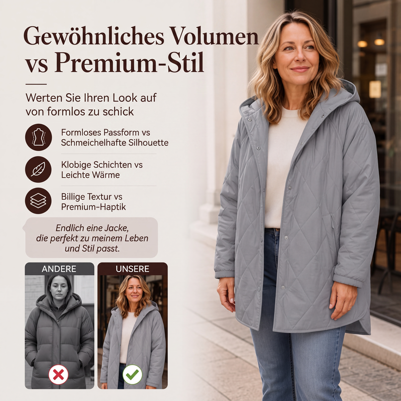 📢📢50%Rabatt!!!🎉✨Winterliche Damen-Steppmäntel mit Kapuze im Diamantsteppmuster