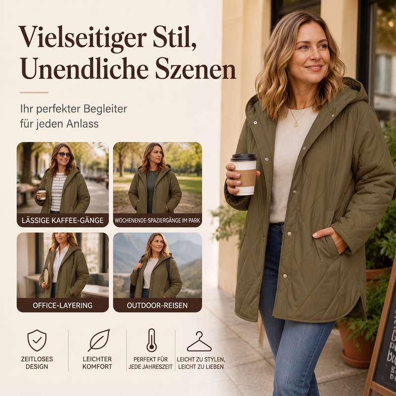 📢📢50%Rabatt!!!🎉✨Winterliche Damen-Steppmäntel mit Kapuze im Diamantsteppmuster