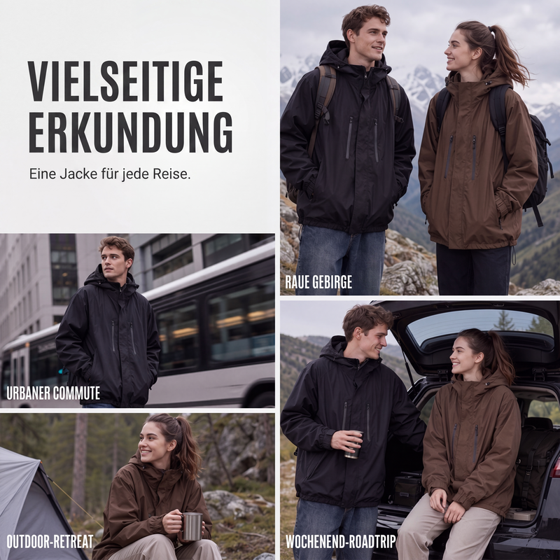 📢📢50%Rabatt!!!🎉✨Winddichte Cargojacke mit Kapuze für Herren, wasserdichte Outdoor-Streetwear-Mantel