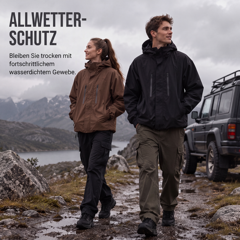 📢📢50%Rabatt!!!🎉✨Winddichte Cargojacke mit Kapuze für Herren, wasserdichte Outdoor-Streetwear-Mantel