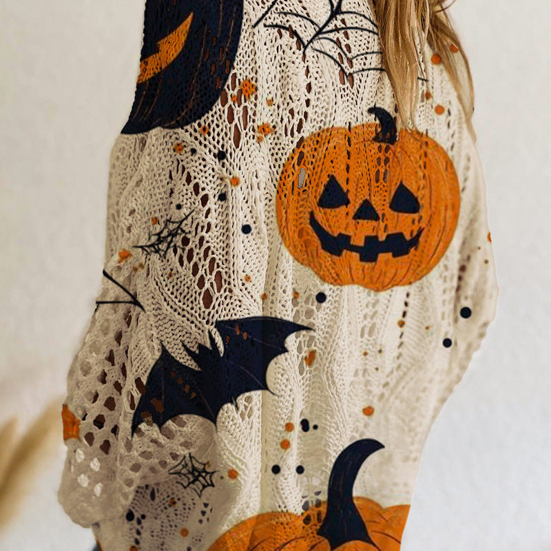 📢📢50%Rabatt!!!🎉✨Damen-Halloween-Strickpullover im lockeren Schnitt mit Fledermausärmel